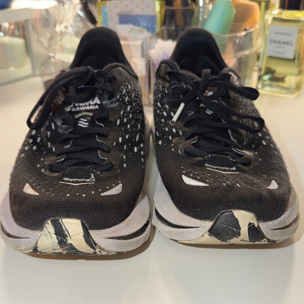 Hoka Black and Gold Running Shoes